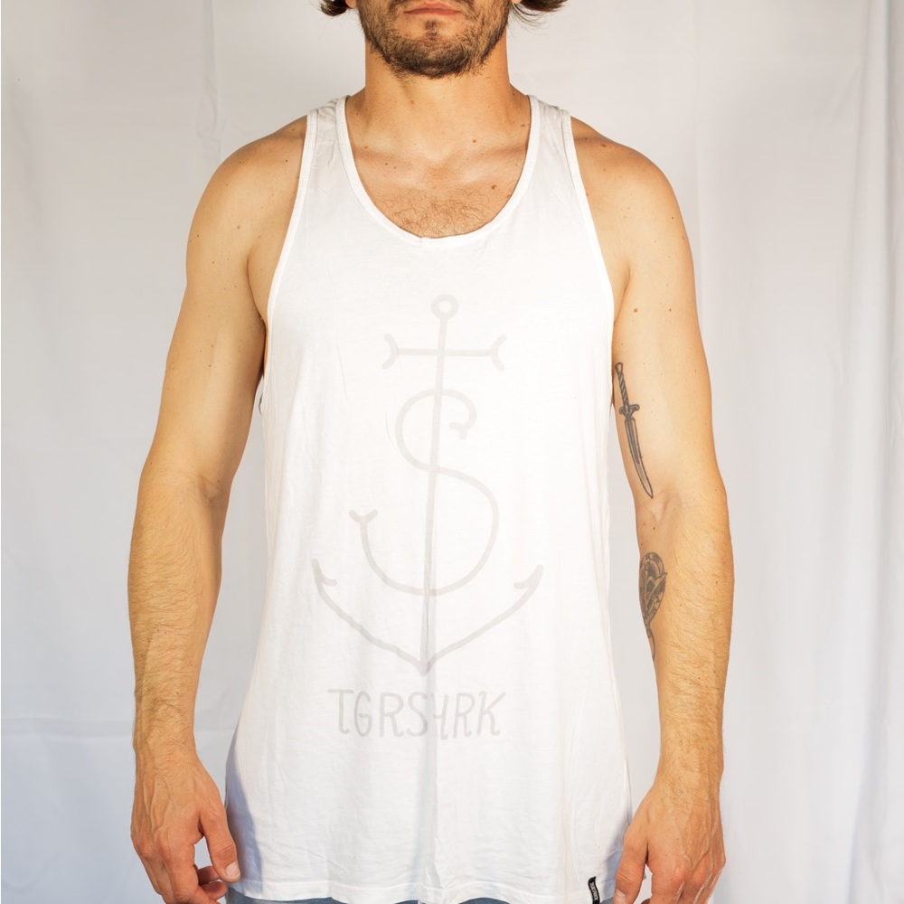 White Ribbed Tank Top with Scoop Neckline